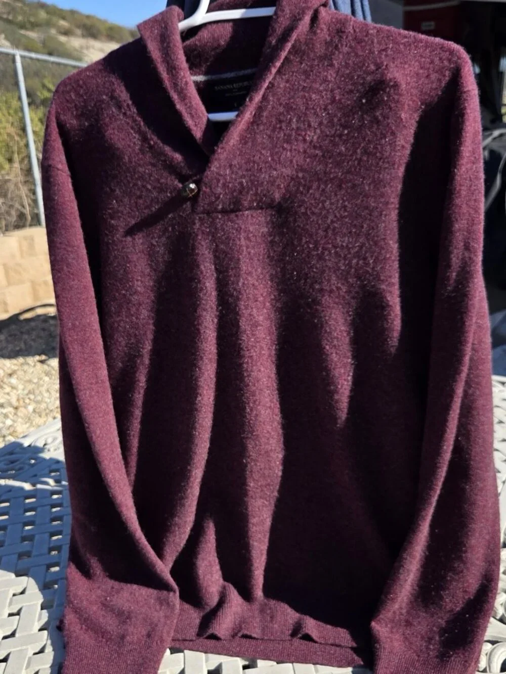 BANANA REPLUBLIC Sweater Men's Burgundy 100% Merino Wool Size L